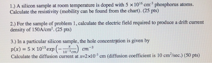 Solved 1 A Silicon Sample At Room Temperature Is Doped