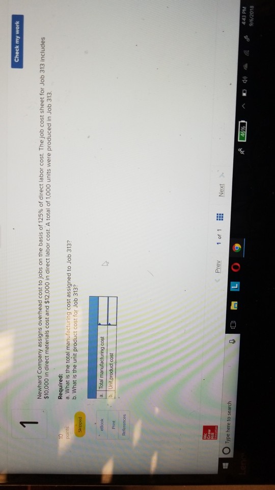 My Newhard Assigns Company Work Check Solved: Cos Overhead ...