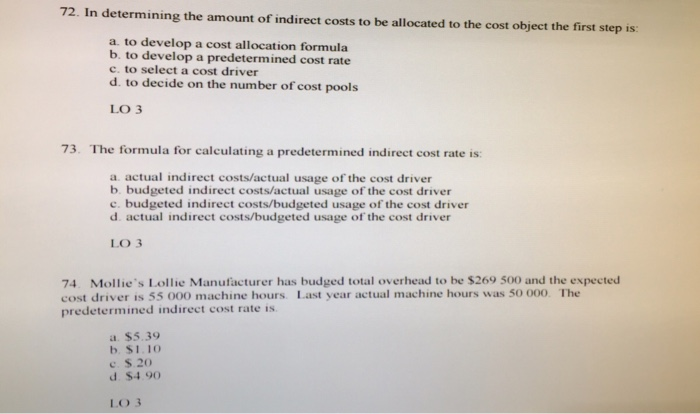Multiple Choice Questions 60 A Cost Object Cannot Chegg 