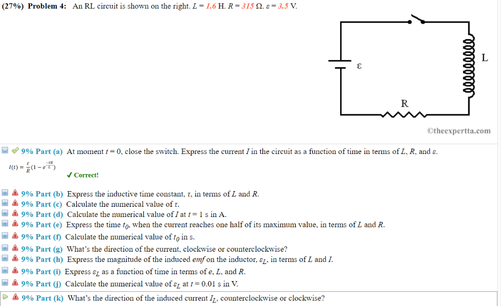 Solved 2790 Problem 4 An Rl Circuit Is Shown On The Ri Chegg Com