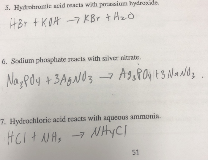 Solved 5 Hydrobromic Acid Reacts With Potassium Hydroxide Chegg Com