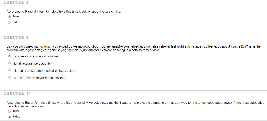 Solved Question According To Rand If I Want To Help Othe Chegg Com