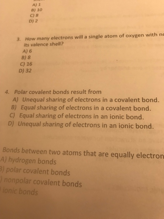 Solved A 1 B 10 C 8 D 2 How Many Electrons Will A Sin Chegg Com