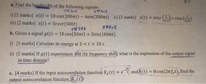 Dth Of The Following Signals 2 Marks Chegg Com