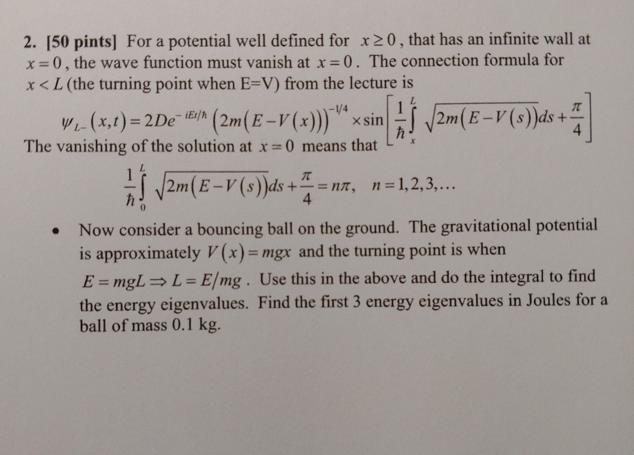 Solved 2 150 Pints For A Potential Well Defined For X Chegg Com