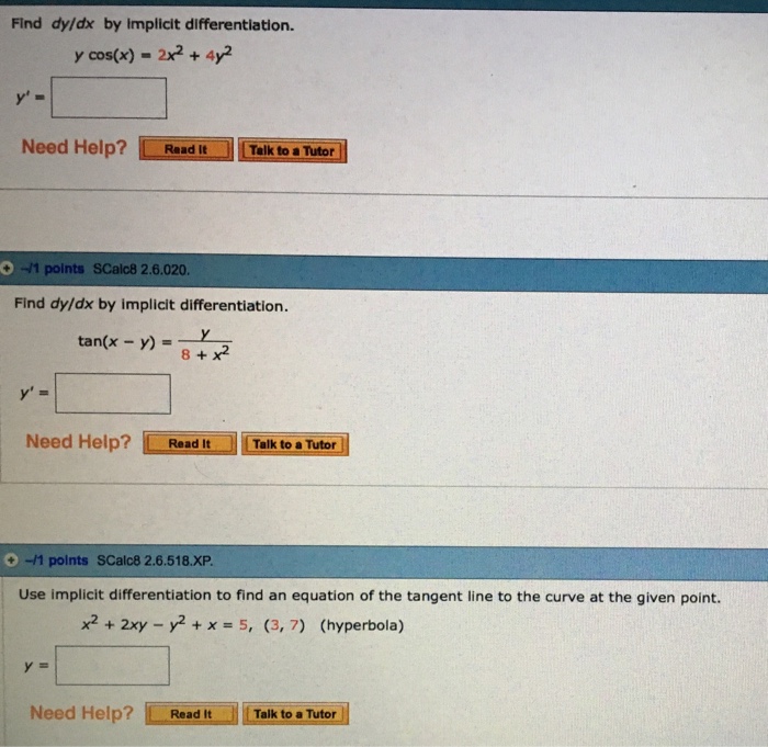 Solved Find Dy Dx By Implicit Differentiation Y Cos X Chegg Com