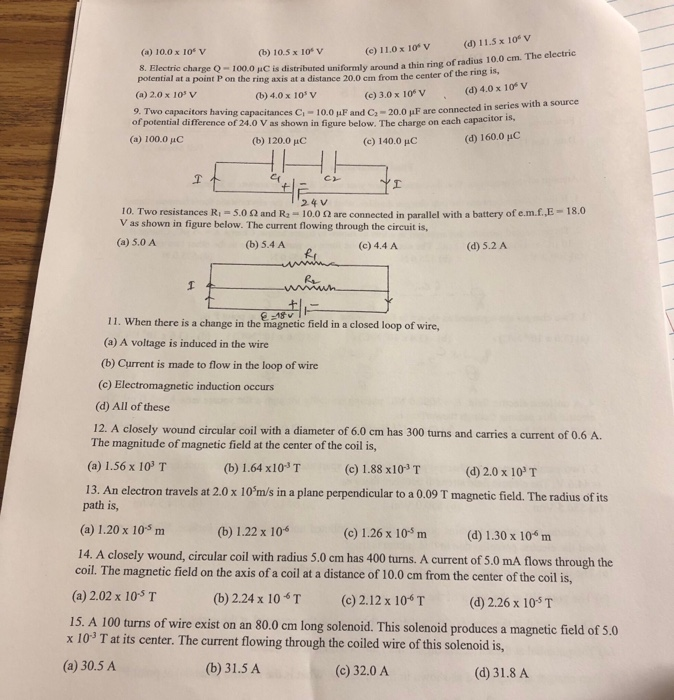 Solved D 11 5 X 10 V C 11 0x 10 V Y Around A Thin Rin Chegg Com