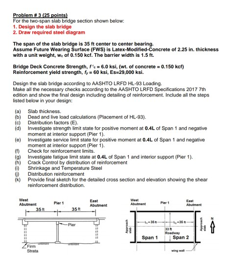 For The Two Span Slab Bridge Section Shown Below 1 Chegg Com