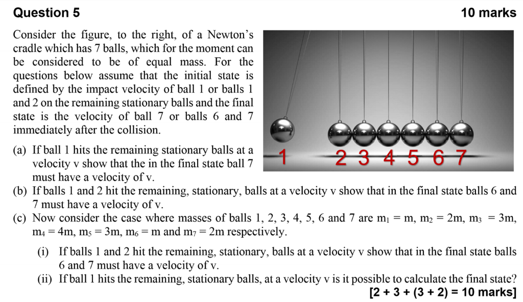 newton's cradle with different masses