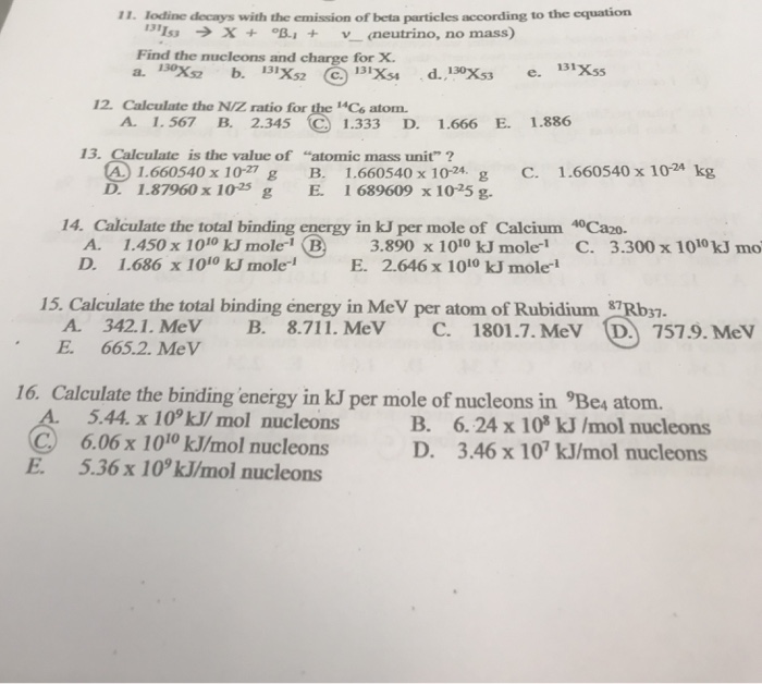 Solved 11 Lodine Decays With The Emission Of Beta Partic Chegg Com