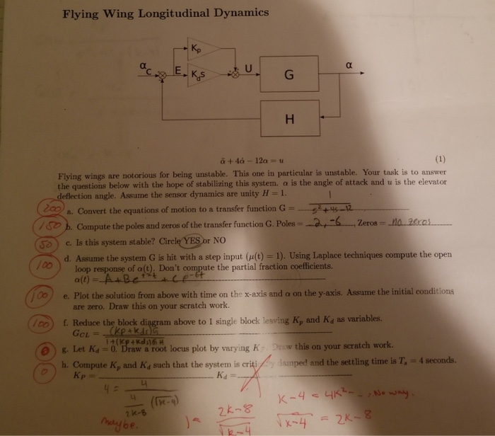 Solved Flying Wing Longitudinal Dynamics Kp A 4a 12a Chegg Com