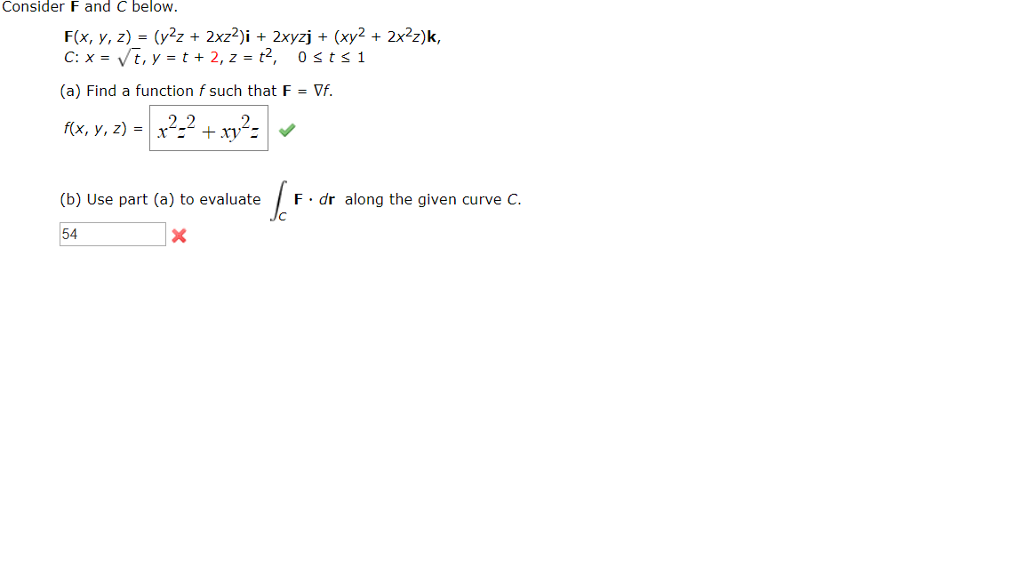 Solved Consider F And C Below F X Y Z Y2z 2xz2 I Chegg Com