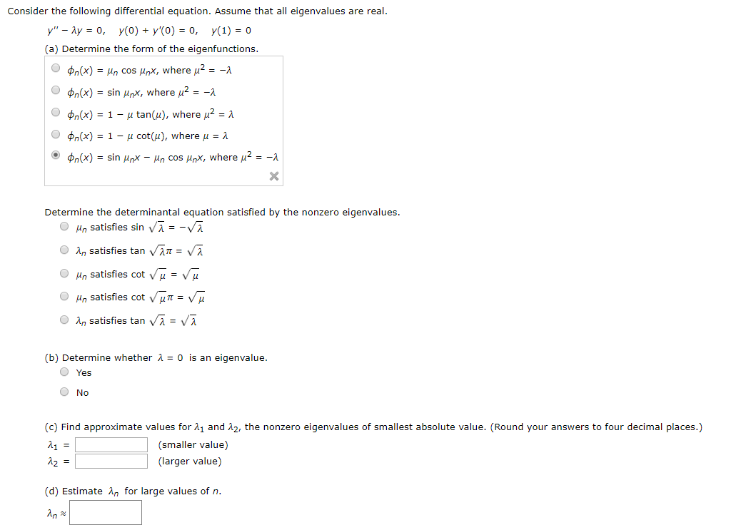 Solved Consider The Following Differential Equation Assu Chegg Com
