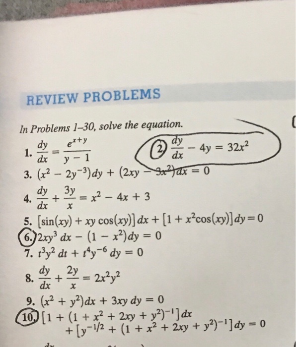 Review Problems In Problems 1 30 Solve The Equation Chegg Com