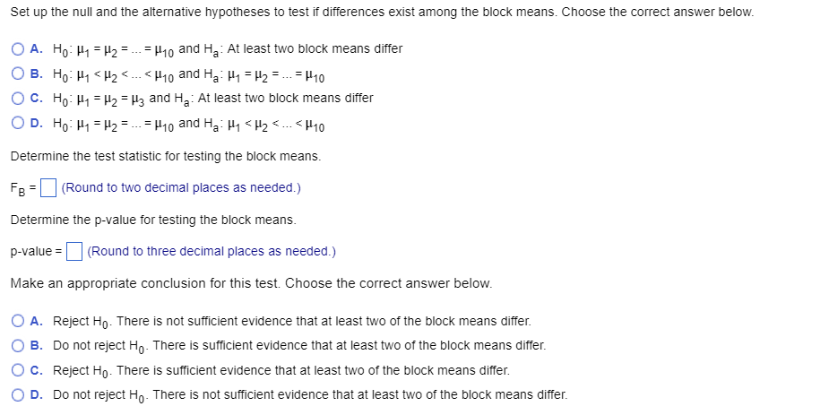 Solved Suppose an experiment utilizing a randomized block | Chegg.com