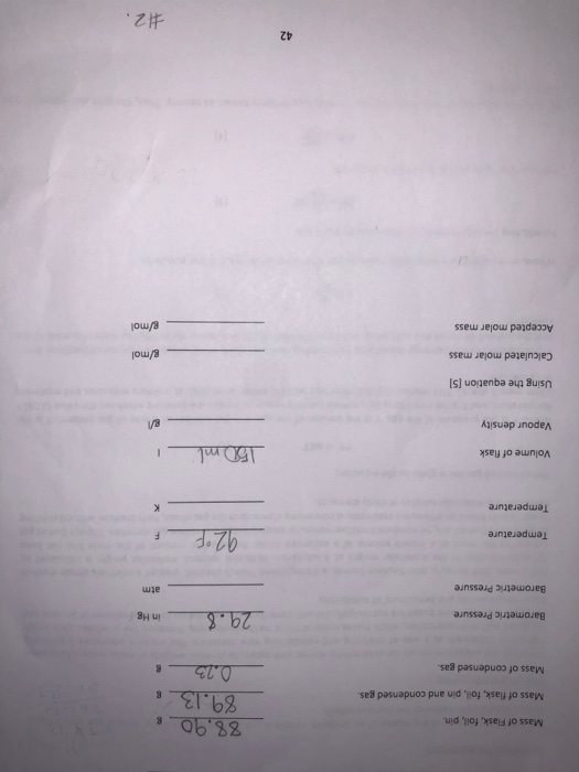 Solved: EXPERIMENT 8 DETERMINATION OF THE MOLAR MASS OF A ... | Chegg.com