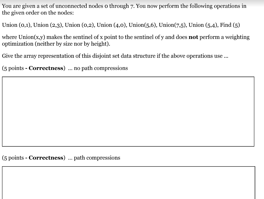 You are given a set of unconnected nodes o through 7. You now perform the following operations in the given order on the node