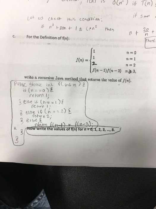 Solved C Definition F N Theng N 2 F N 1 F N 3 N3 Write Recursive Java Method Returns Value Fn Pu Q