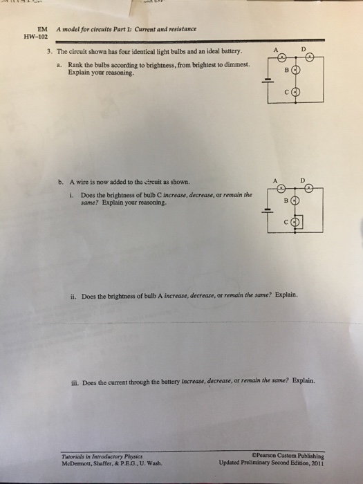 Solved The Circuit Shown Has Four Identical Light Bulbs A...
