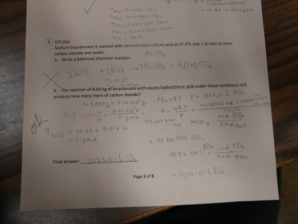 113004 3 10 Pts Sodium Bicarbonate Is Reacted With Chegg 