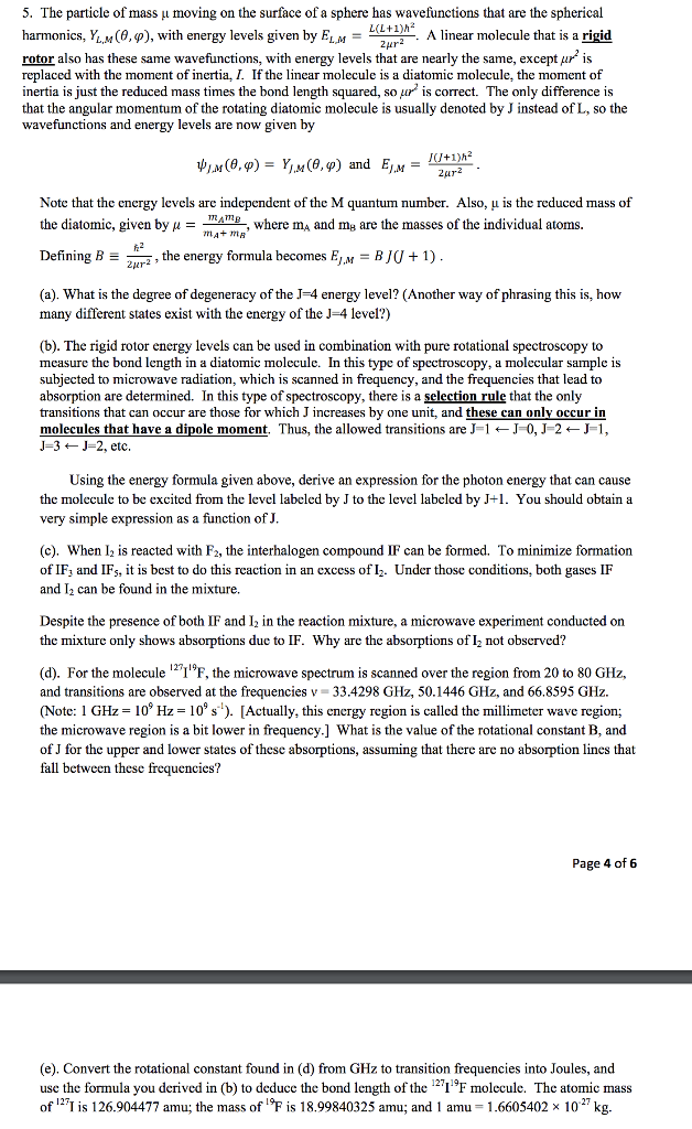 Solved 5 The Particle Of Mass M Moving On The Surface Of Chegg Com