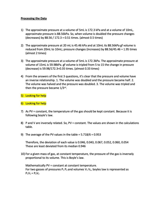 Solved Data And Calculations Constant K Pin Or P V Ml Pr