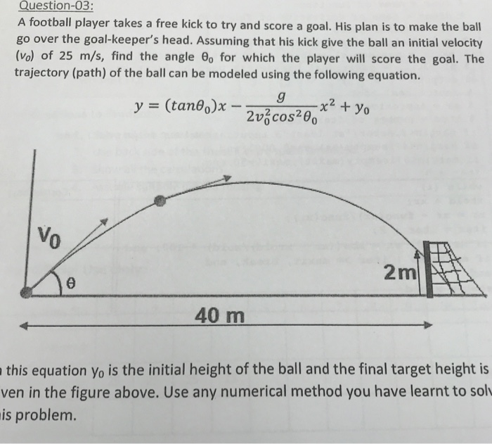 Question 03 A Football Player Takes A Free Kick To Chegg Com