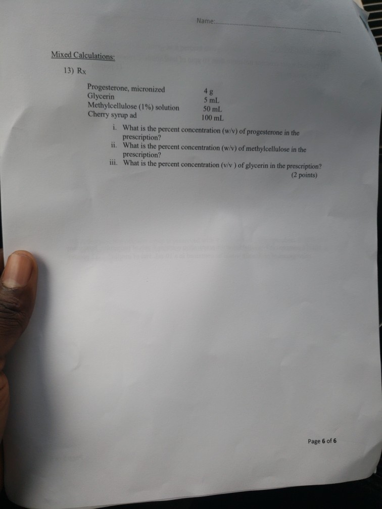 Mixed Calculations 13 Rx Progesterone Micronized Chegg Com