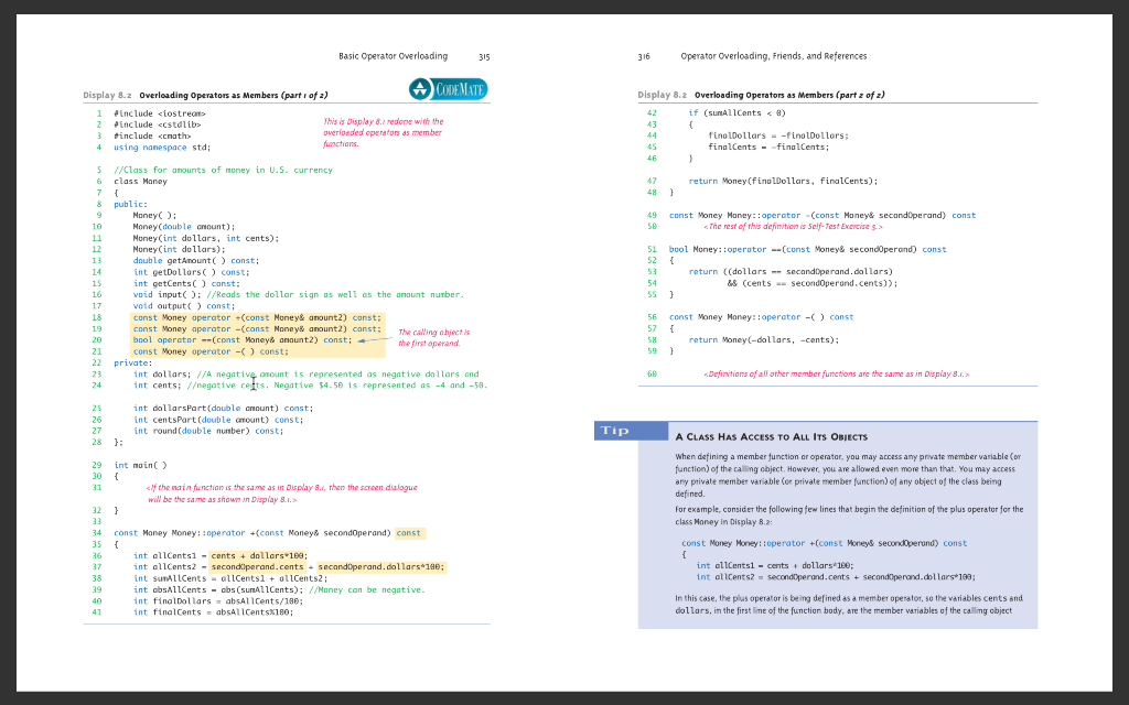 C++ code for Overloading Operators