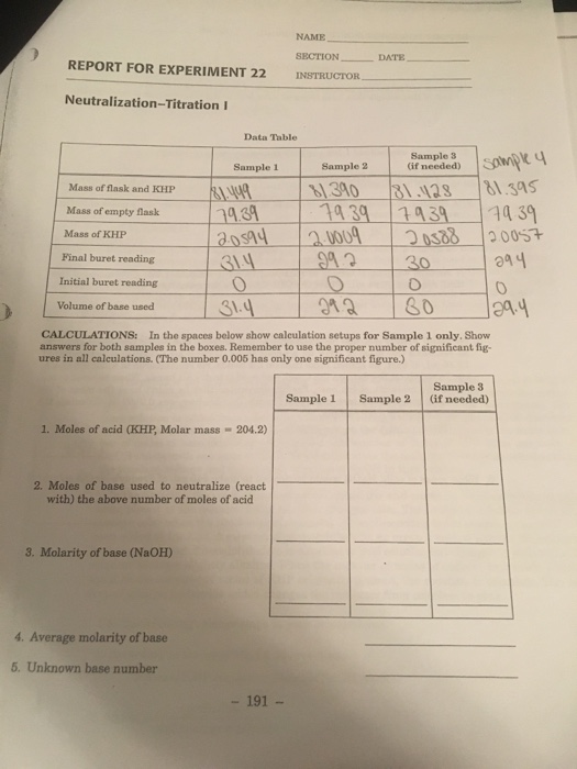 Name Section Date Report For Experiment 22 Instructor Chegg 