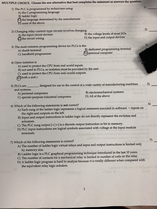 Solved Multiple Choice Choose The One Alternative That B Chegg Com