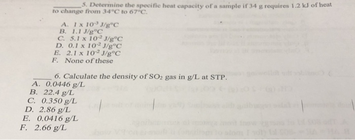 Solved 5 Determine The Specific Heat Capacity Of A Sampl Chegg Com