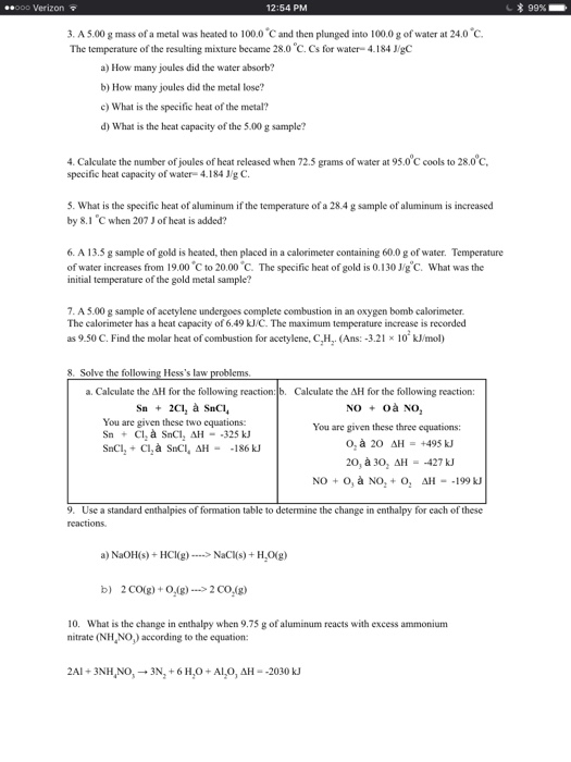 Solved Needing Help With A Chemistry Worksheet Just Need Chegg Com