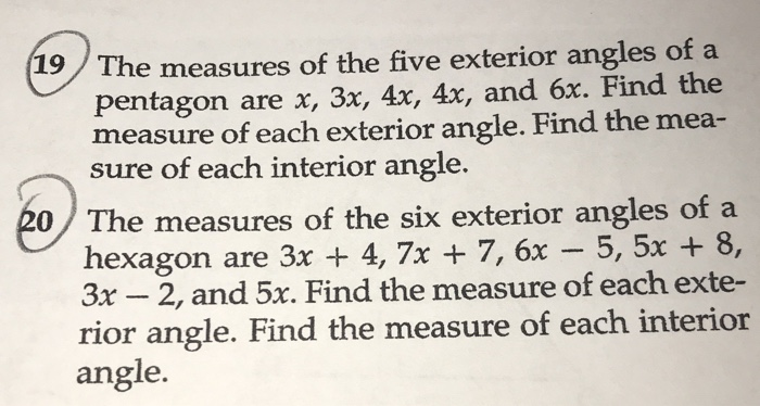 Solved 19 The Measures Of The Five Exterior Angles Ofa Pe