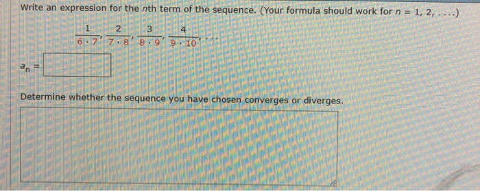Solved Write An Expression For The Nth Term Of The Sequence Chegg Com