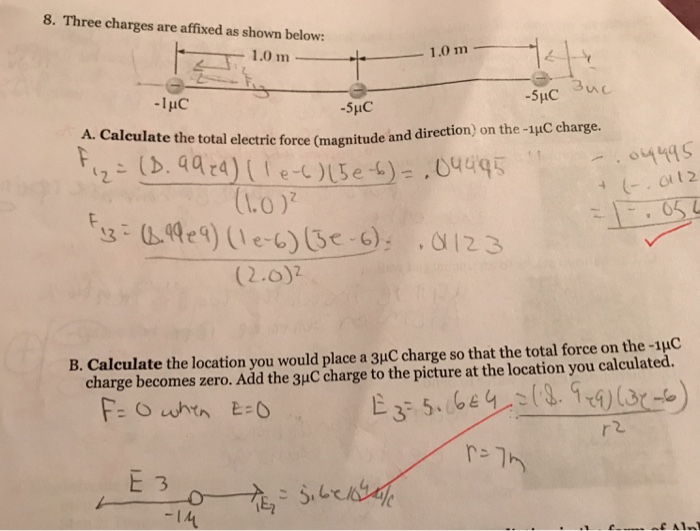 Solved Three Charges Are Affixed As Shown Below A Chegg Com