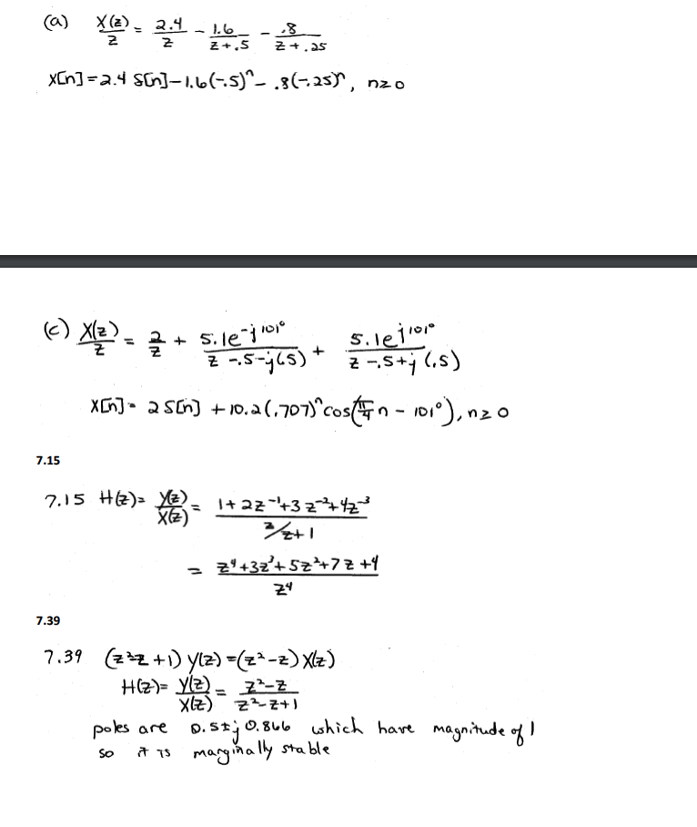 7 11 Find The Inverse Z Transform X N Of The Chegg Com