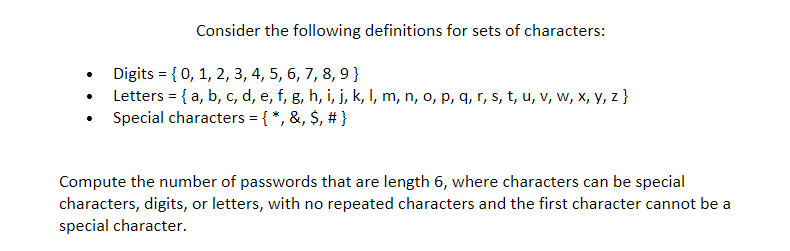 Solved Consider The Following Definitions For Sets Of Cha Chegg Com
