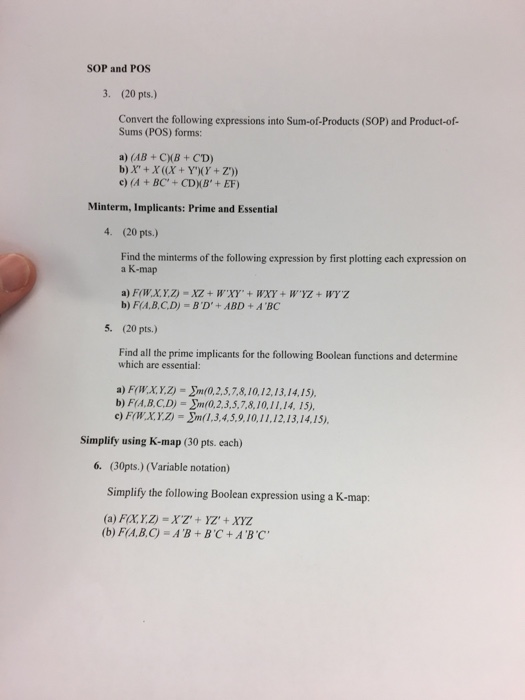 Sop And Pos 3 Pts Convert The Following Chegg Com