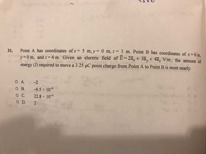 Solved Point A Has Coordinates Of 5 M Y O M Z Y 0 M Chegg Com