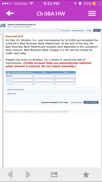 Solved On May 10 Windsor Inc Sold Merchandise For 13