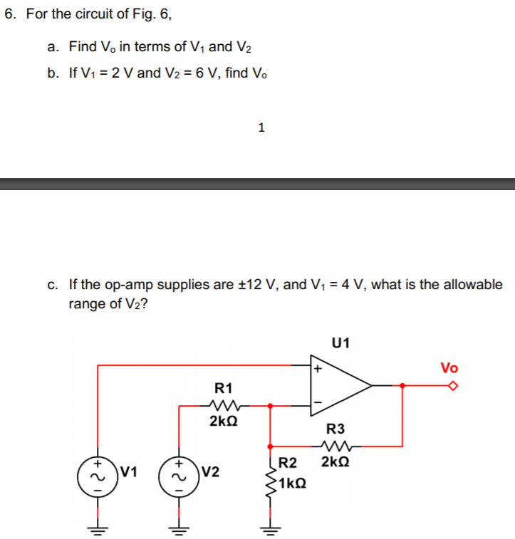 Solved 6 For The Circuit Of Fig 6 A Find Vo In Terms Chegg Com
