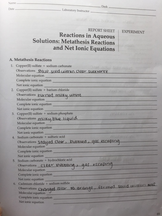 Solved Name Desk Date Laboratory Instructor Report Sheet Chegg Com