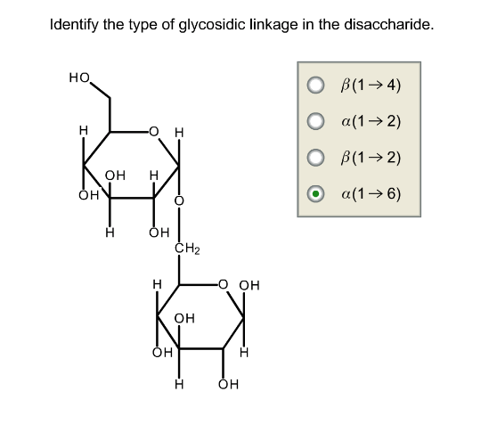 Solved Identify The Type Of Glycosidic Linkage In The Dis Chegg Com