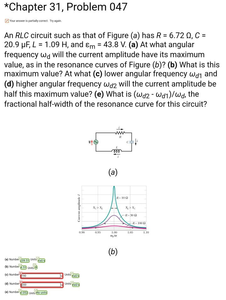Solved Chapter 31 Problem 047 Your Answer Is Partially Chapter 31 Problem 047 Your Answer Is Partially Correct Try Again An