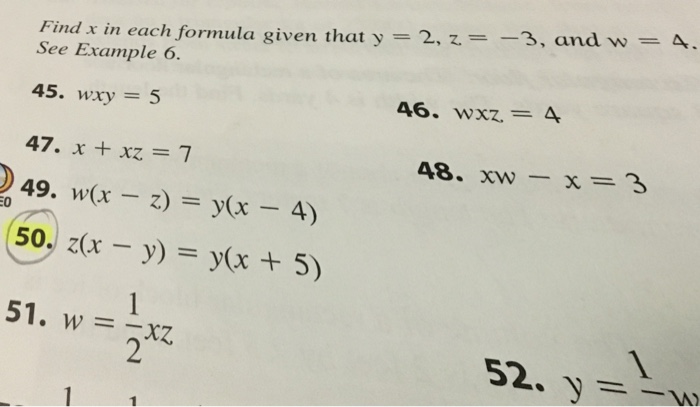 Find X In Each Formula Given That Y 2 Z 3 And Chegg Com