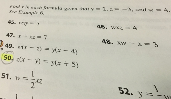 Solved Find X In Each Formula Given That Y 2 Z 3 A Chegg Com