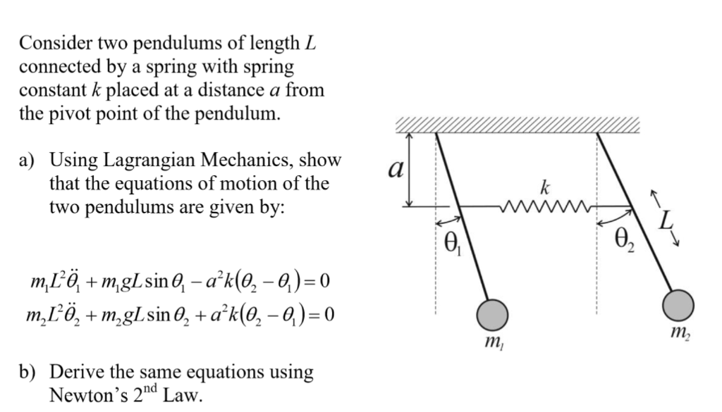 Two pendulums connected by spring lagrangian