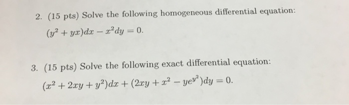 Solve The Following Homogeneous Differential Chegg Com