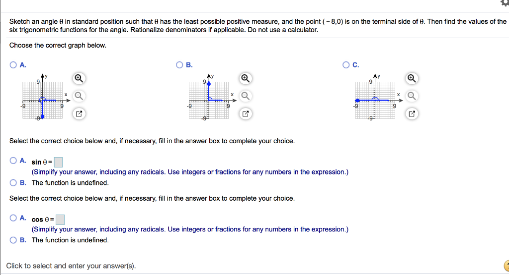 Solved Sketch An Angle θ In Standard Position Such That θ